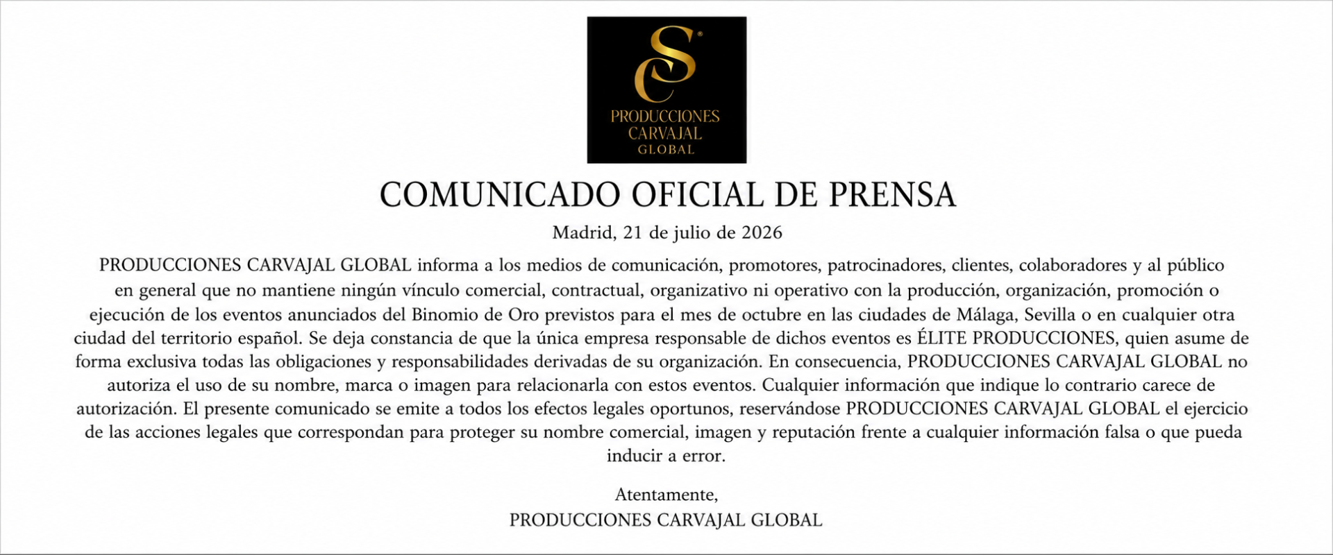 COMUNICADO OFICIAL